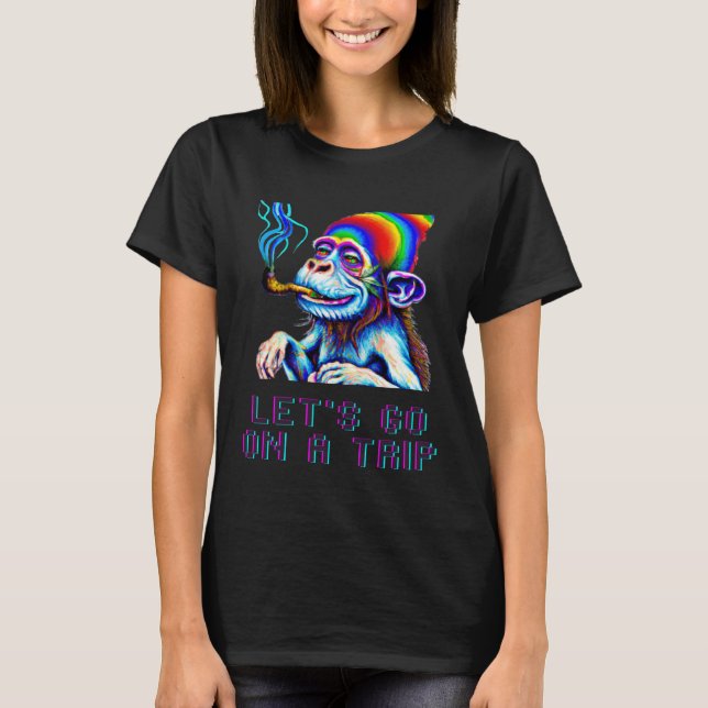 Get Groovy Colourful Psychedelic Monkey T-Shirt (Front)