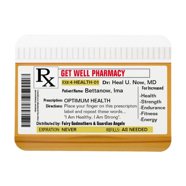 Get Healthy Get Strong Prescription Label Magnet (Horizontal)