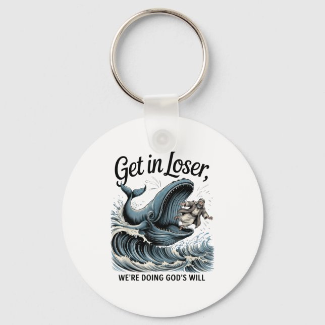 Get in doing god's will funny christian bible key ring (Front)
