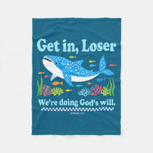 Get in doing god's will whale shark jesus bible fleece blanket