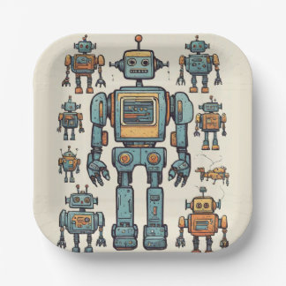 Get in Gear Robot Birthday - Large Robot Paper Plate