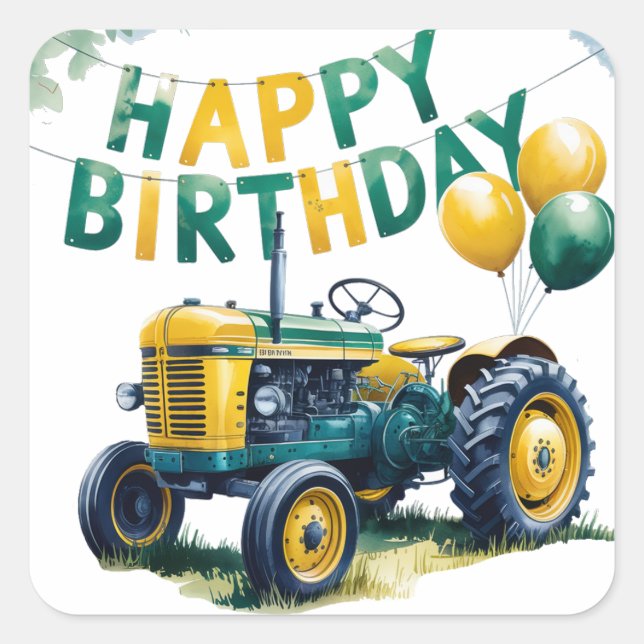 Get In Gear Tractor 3rd Birthday Bash Square Sticker (Front)