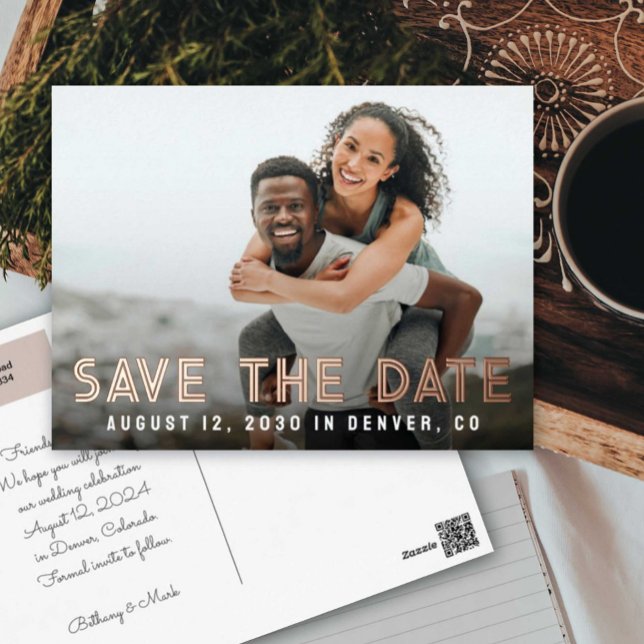 Get in Line Save the Date Foil Invitation Postcard (Creator Uploaded)
