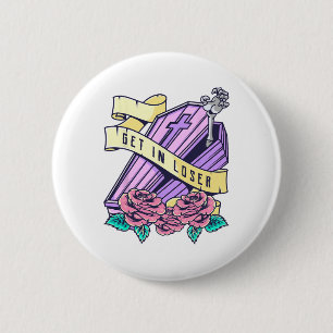 Get In Loser Coffin Pastel Goth Kawaii Halloween A 6 Cm Round Badge