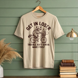 Get In Loser Racoon Opossum Bicycle T-Shirt