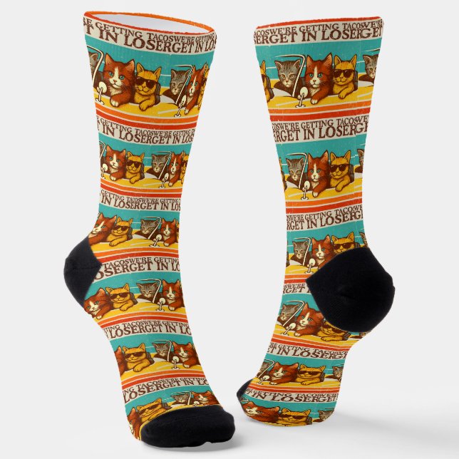 Get In Loser We're Getting Tacos Socks (Angled)