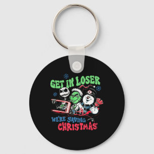 Get In Loser We're Saving Santa Snowman Christmas Key Ring