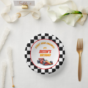 Get Into Gear Race Car Birthday Paper Plate