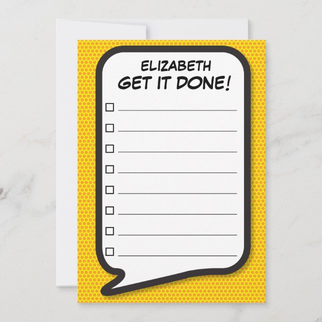 GET IT DONE List Speech Bubble Fun Retro Invitation (Front)