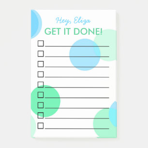 Get It Done Mint Confetti To Do List Custom Name Post-it Notes