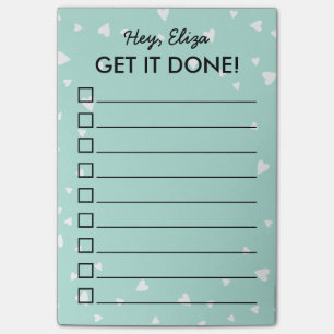 Get It Done Tiny Hearts To Do List   Custom Name Post-it Notes