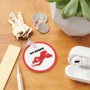Get Kraken Fun Retro Red Octopus Cartoon Key Ring