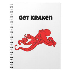 Get Kraken Fun Retro Red Octopus Cartoon Notebook