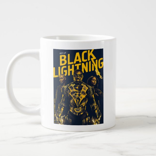 Get Lit - Black Lightning Large Coffee Mug (Left)