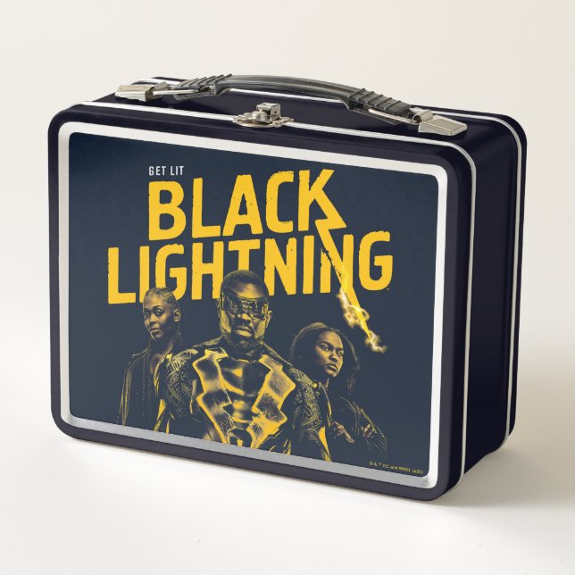Get Lit - Black Lightning Metal Lunch Box (Front)