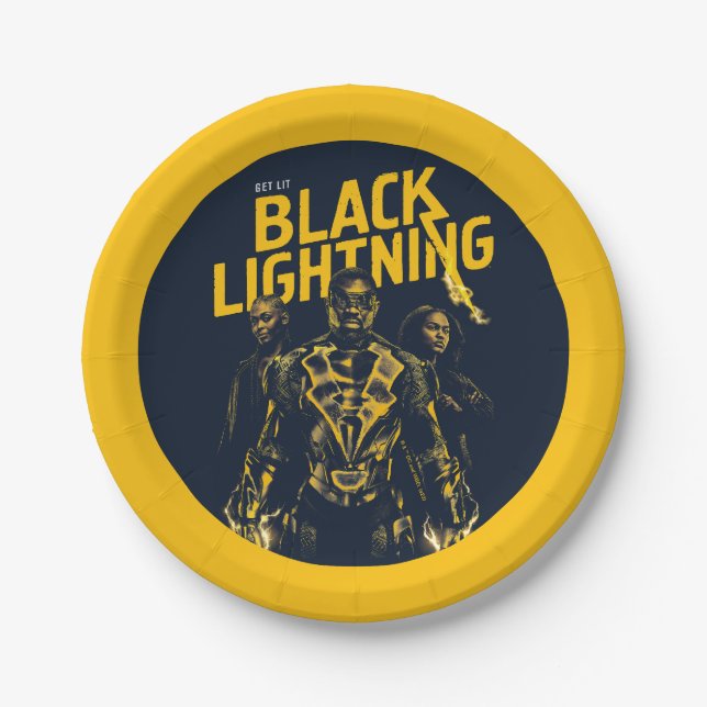 Get Lit - Black Lightning Paper Plate (Front)