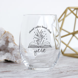 Get Lit Blooming Floral Book Personalised Stemless Wine Glass