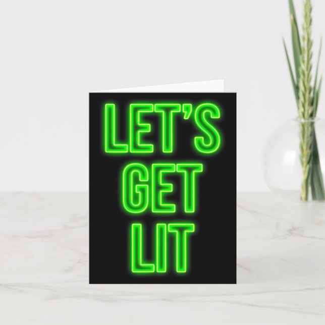 Get Lit Christmas Neon Vintage Retro Outfit  Card (Front)