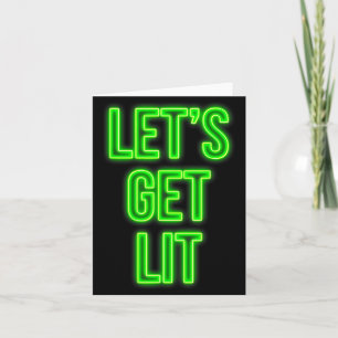Get Lit Christmas Neon Vintage Retro Outfit  Card