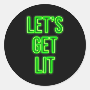 Get Lit Christmas Neon Vintage Retro Outfit Classic Round Sticker