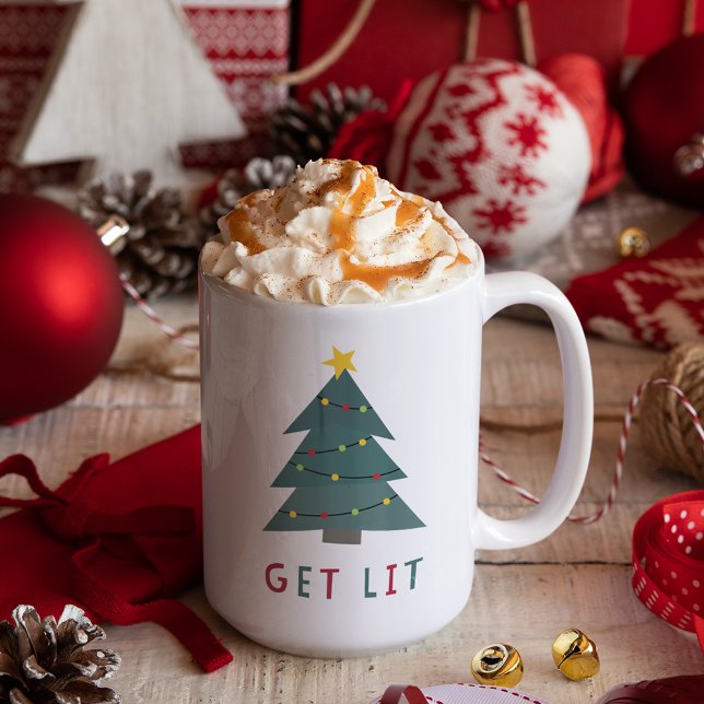 Get Lit | Funny Christmas Two-Tone Coffee Mug (Creator Uploaded)