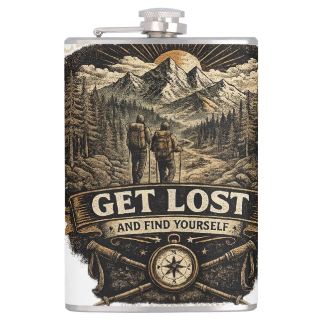  Get Lost And Find Yourself Hip Flask (Front)