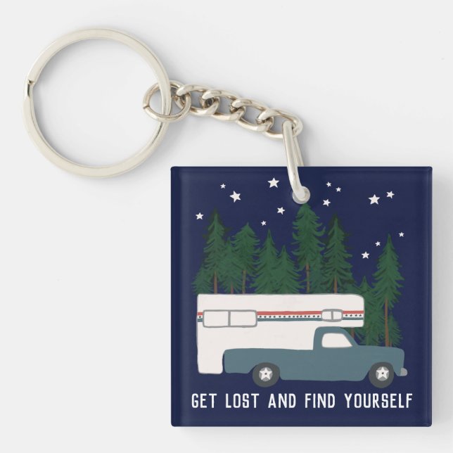 GET LOST AND FIND YOURSELF RVing Truck Camping Key Ring (Front)