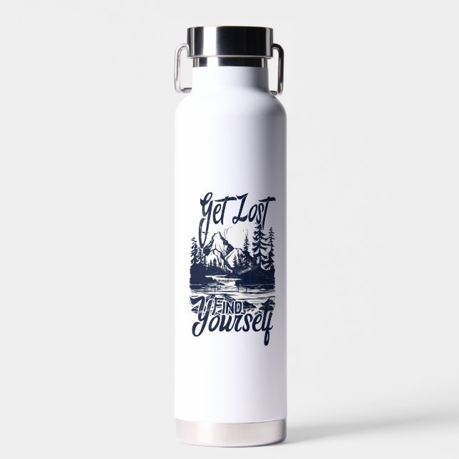 Get Lost, Find Yourself – Nature Adventure Water Bottle (Front)