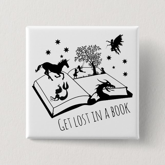 Get Lost in a Book 15 Cm Square Badge (Front)
