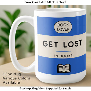 Get Lost in Books Vintage Paperback Cover Blue Coffee Mug