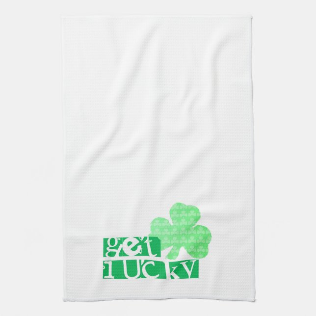 Get Lucky L Clover Shamrocks St Patty Kitchen T Tea Towel (Vertical)
