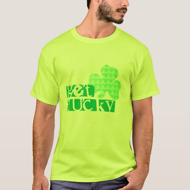 Get Lucky L Clover Shamrocks St Patty Men Tee (Front)