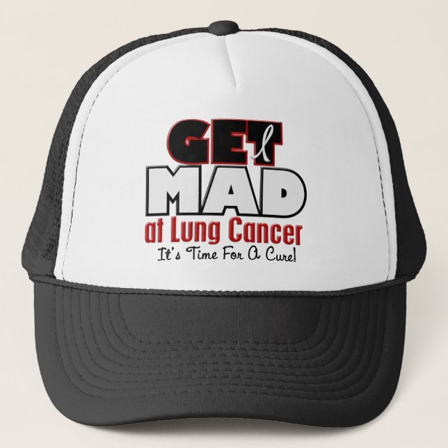 Get Mad At Lung Cancer Trucker Hat (Front)