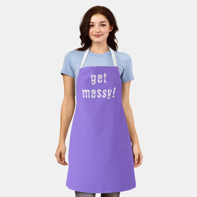 Get Messy! Purple Apron (Worn)