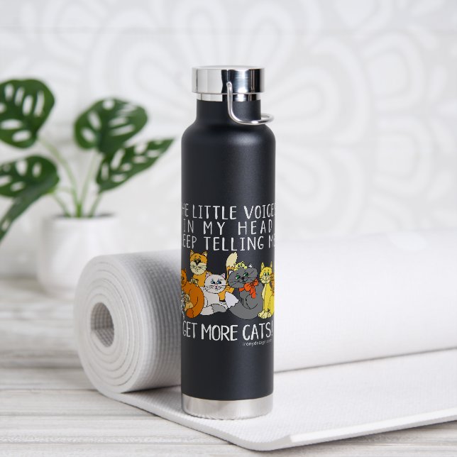 Get More Cats Funny Saying Black Water Bottle (Yoga)
