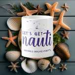 Get Nauti Nautical Boat Bachelorette Party Gift Coffee Mug<br><div class="desc">A nautical themed bachelorette party gift,  a mug,  with the title: "Let's Get Nauti". It features an ink print of a small sail boat,  ocean waves and a few birds. Modern,  fun,  simple,  elegant. Personalise it with the bride's name,  or delete this field to leave it blank.</div>