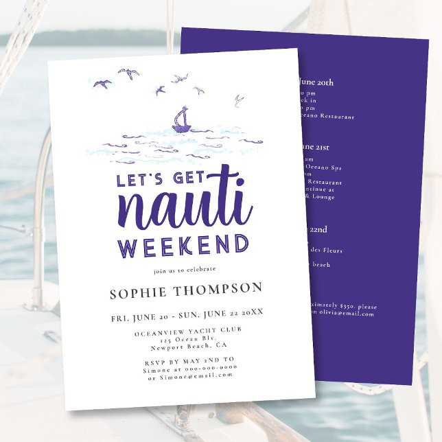 Get Nauti Nautical Boat Party Bachelorette Weekend Invitation (Creator Uploaded)