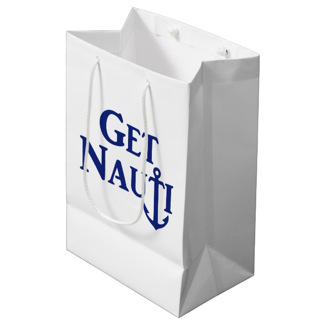 "GET NAUTI” - Nautical Medium Gift Bag (Front Angled)