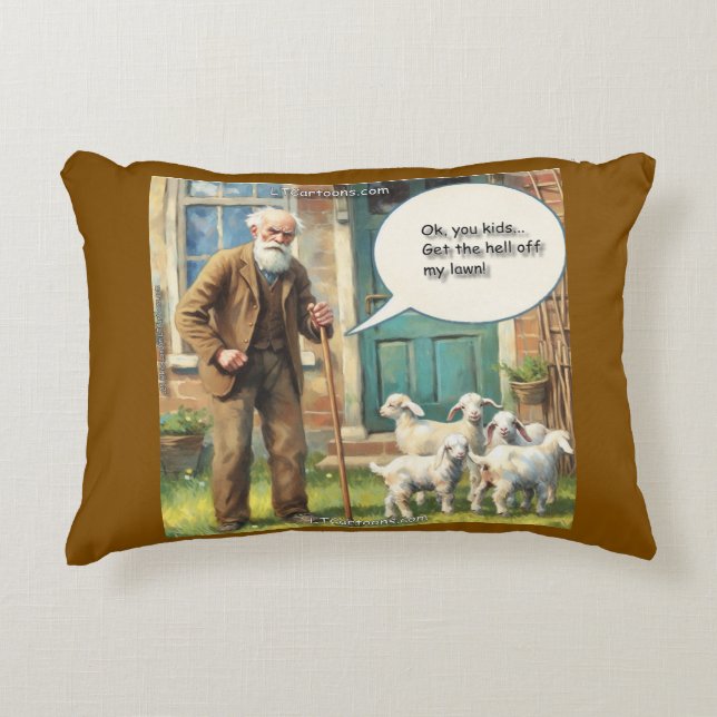 Get Off My Lawn – Goat Edition Decorative Cushion (Front)
