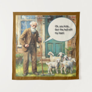 Get Off My Lawn – Goat Edition Tapestry