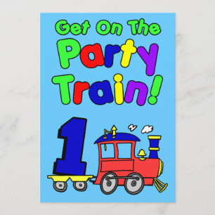 Get On The Party Train 1 Year Old Invitation