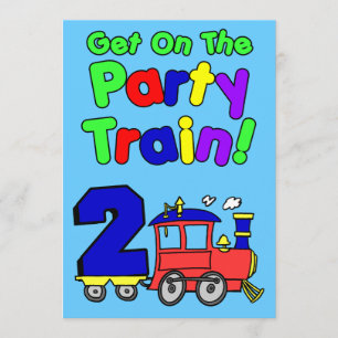 Get On The Party Train 2 Year Old Invitation