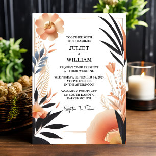 Get Orange 70s 80s 90s Pink Peach Colourful Weddin Invitation