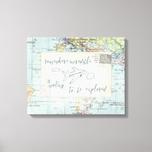 Get out and Explore Quote and Map Canvas Print