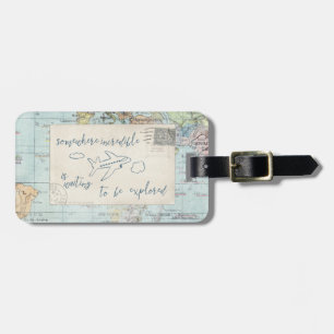 Get out and Explore Quote and Map Luggage Tag