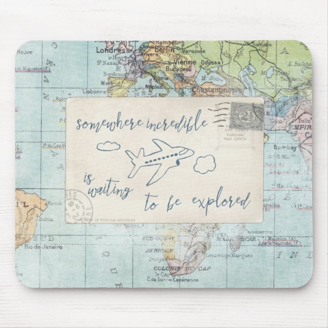 Get out and Explore Quote and Map Mouse Mat (Front)