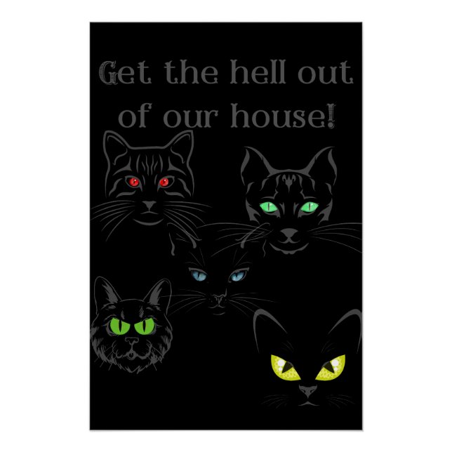 Get Out! Funny Cat Poster (Front)