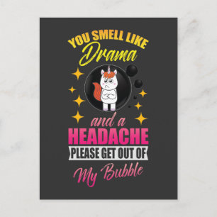 Get Out Of My Bubble Drama Queen Cute Unicorn Postcard