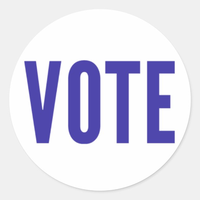 Get Out the Vote: VOTE (Blue) Classic Round Sticker (Front)