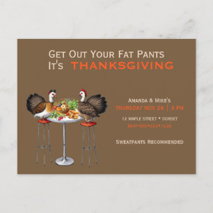 Get Out Your Fat Pants Thanksgiving Dinner Holiday Postcard